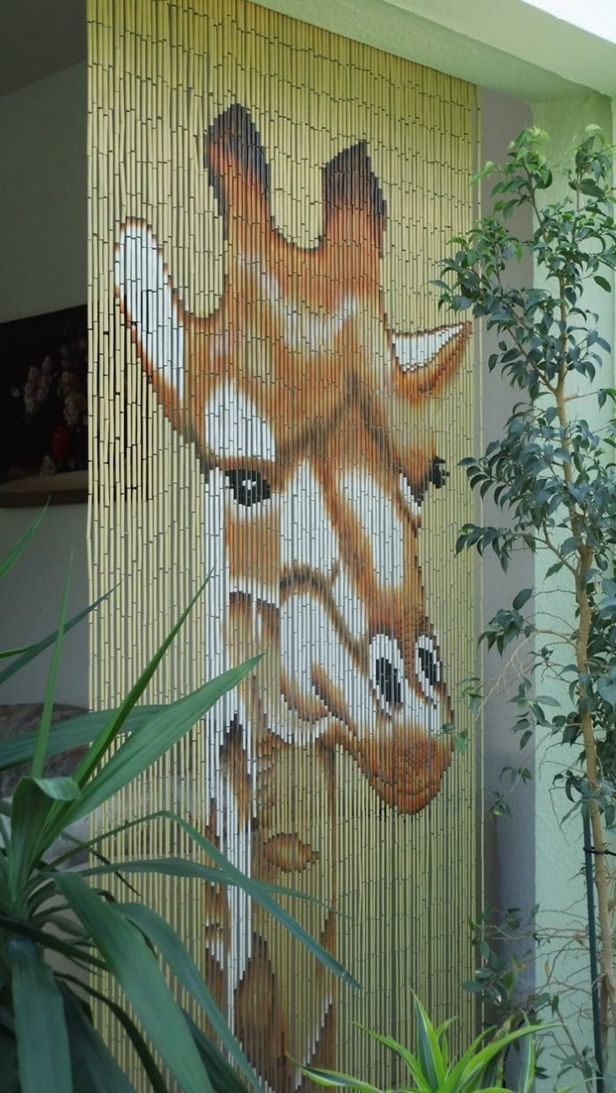 bamboe gordijnen met afbeeldingen van dieren