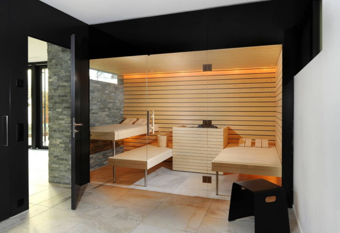 sauna in een modern huis