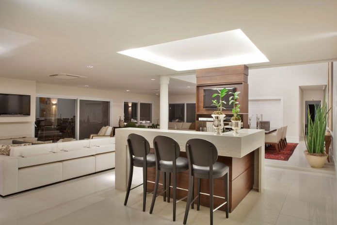bar in het midden van de woonkamer