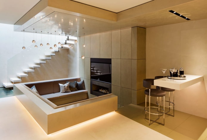 opvouwbare bar in het interieur van de woonkamer