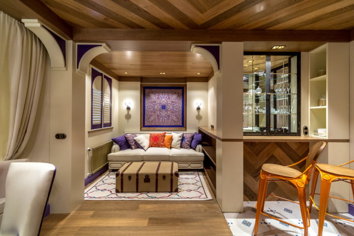 hoekbar in het interieur van de woonkamer
