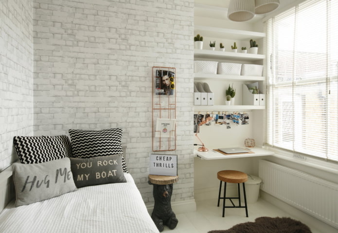 grijze en witte kamer voor een schoolkind