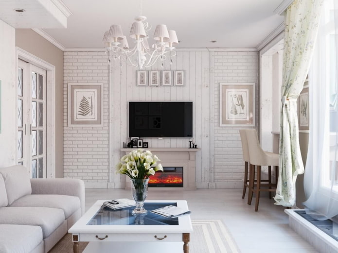 woonkamer in witte tinten in Proven?aalse stijl