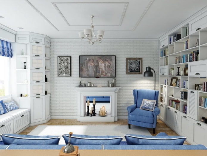 woonkamer in witte tinten in Proven?aalse stijl