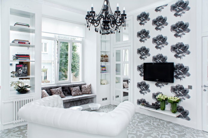 woonkamerdecoratie in witte tinten