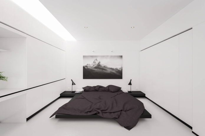 wit slaapkamerinterieur in minimalistische stijl