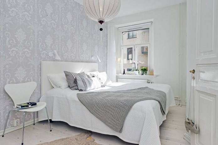 wit en grijs slaapkamerinterieur