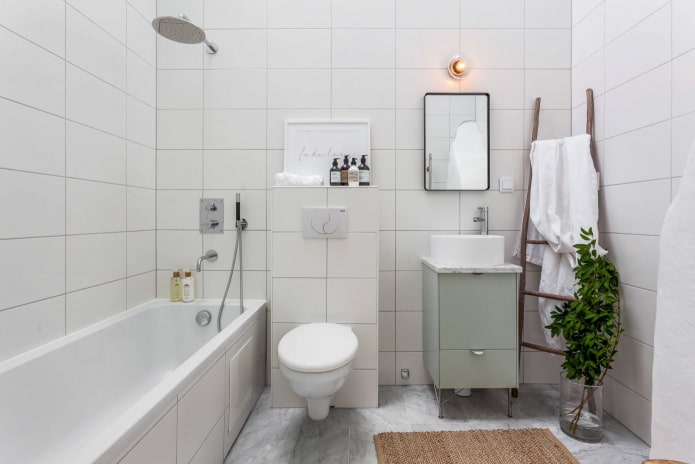 witte badkamer in Scandinavische stijl