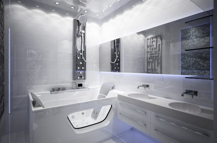witte badkamer in hightech-stijl