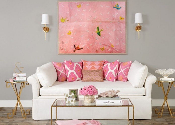 Witte en roze kleine bank