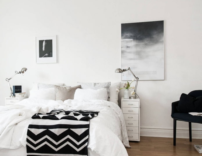 zwart-witte slaapkamer