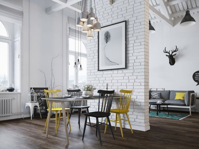 witte bakstenen muur in het interieur