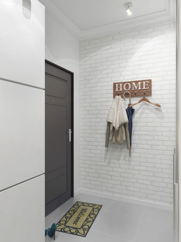 witte bakstenen in het interieur van de gang