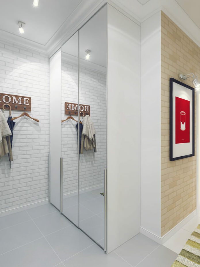 witte bakstenen in het interieur van de gang