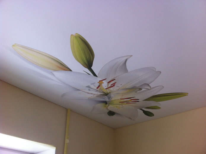 wit spanplafond met bloemen