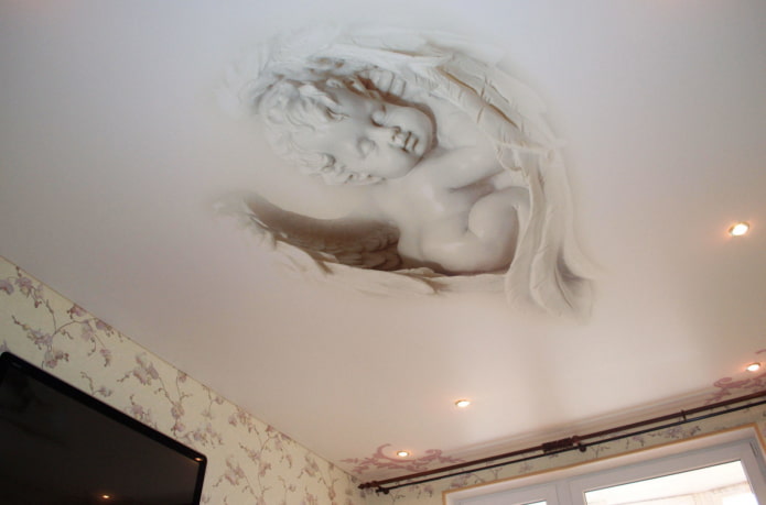 wit spanplafond met fotoprint