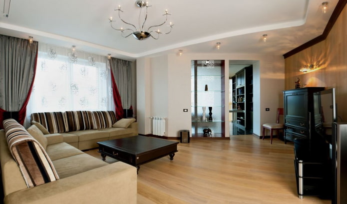 wit spanplafond in het interieur van de woonkamer
