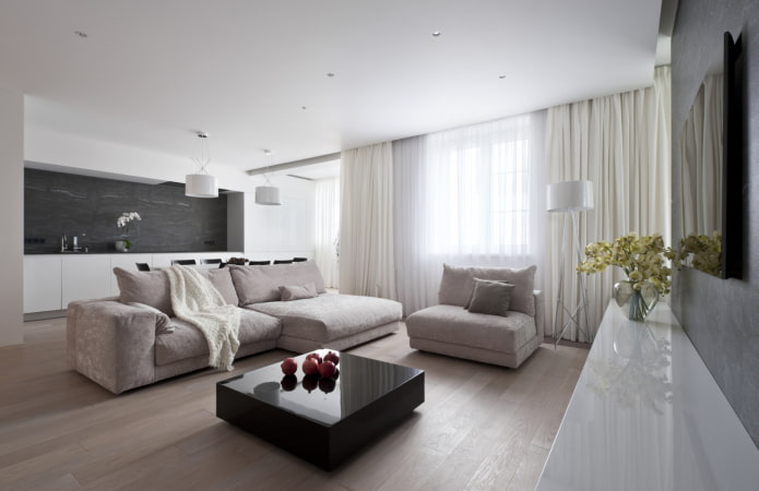 wit spanplafond in het interieur van de woonkamer