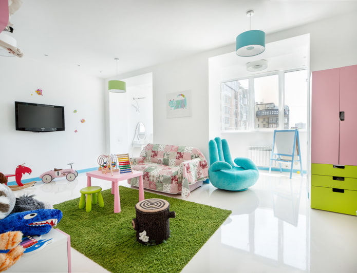 kinderkamer met glanzende vloer