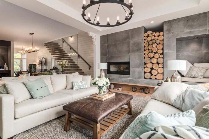 woonkamer in het interieur van een landhuis