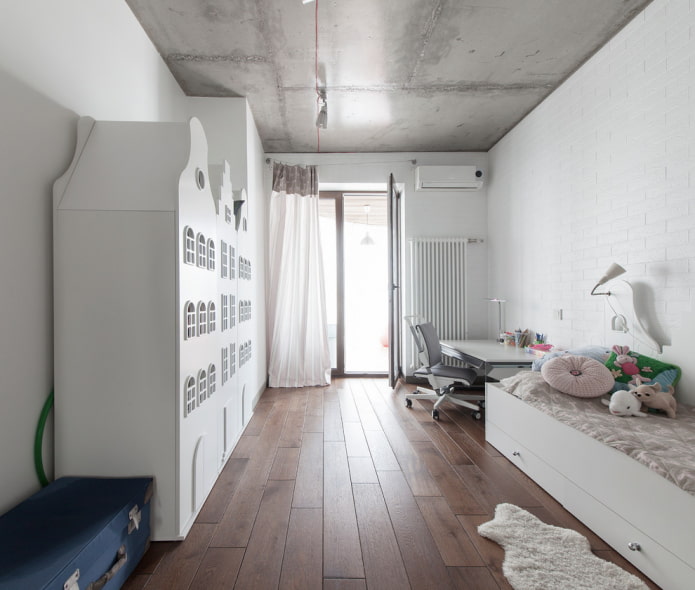 betonnen plafond in de kinderkamer