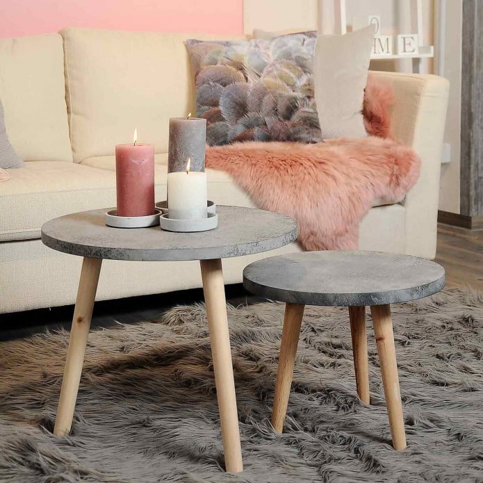 salontafel met betonnen tafelblad