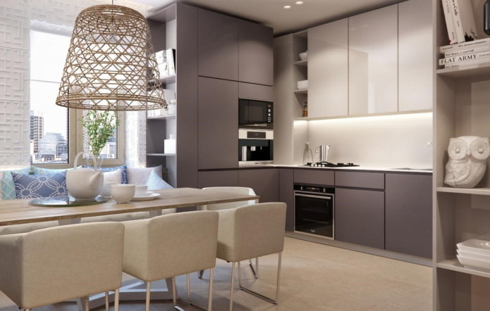 keukeninterieur in grijsbeige tinten