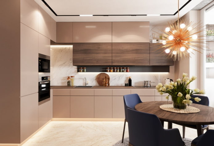 keukeninterieur in beige en bruine tinten