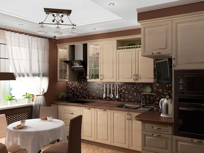 keukeninterieur in beige en bruine tinten