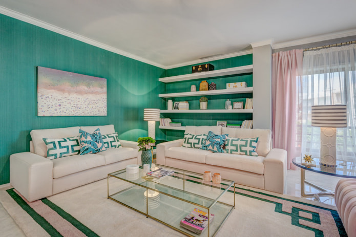 turquoise behang