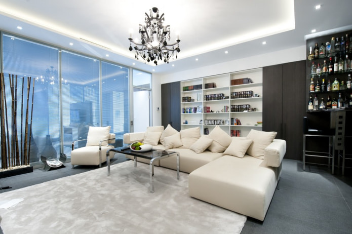 beige tapijt voor een beige bank