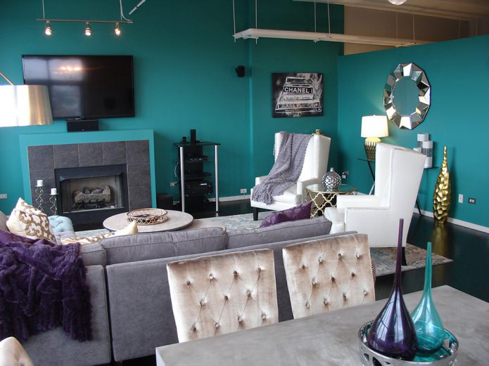 donker turquoise muren