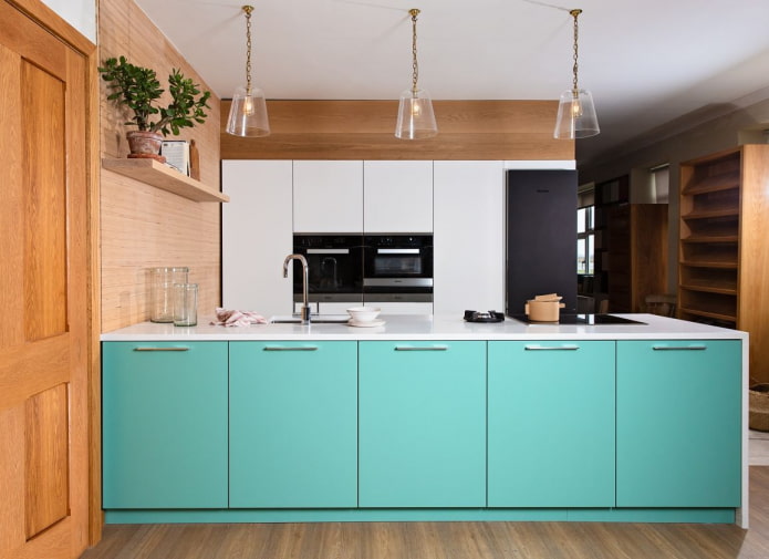 turquoise keuken in Scandinavische stijl