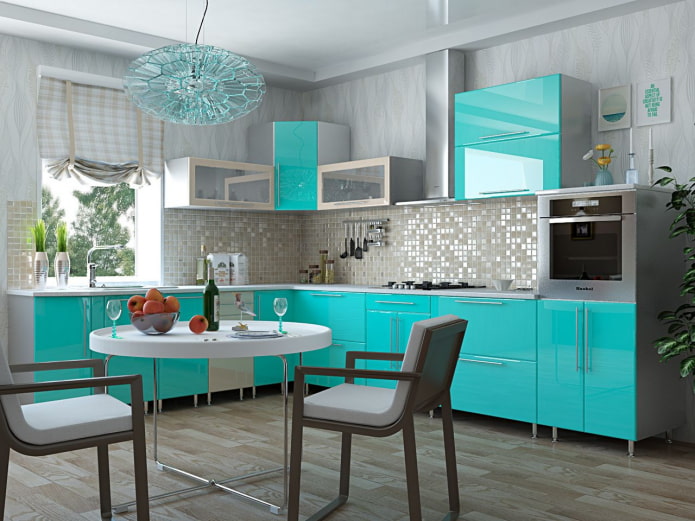 turquoise keukenbehang