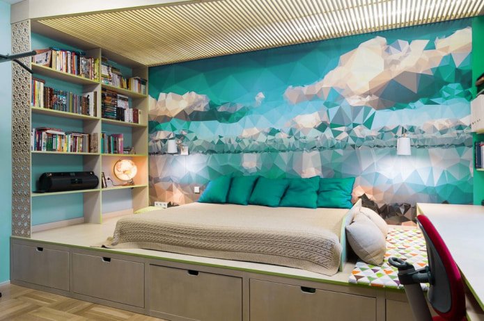 geometrische patronen op behang