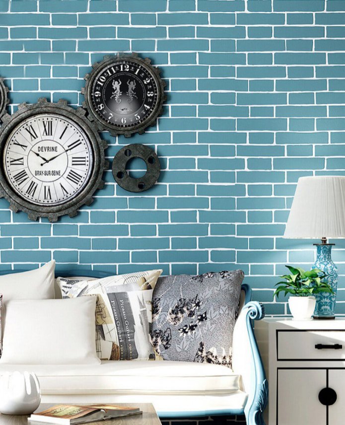 imitatie turquoise baksteen met witte naden