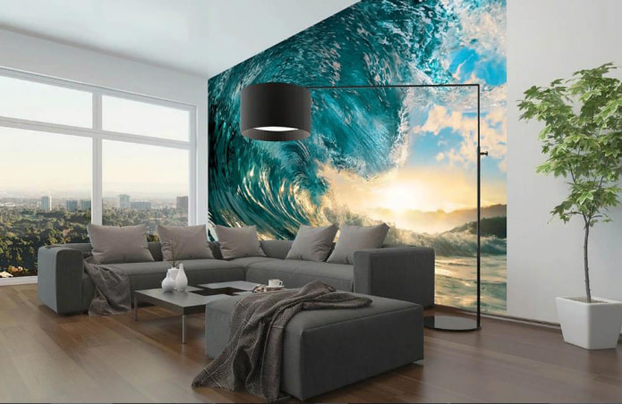 fotobehang met golfpatroon