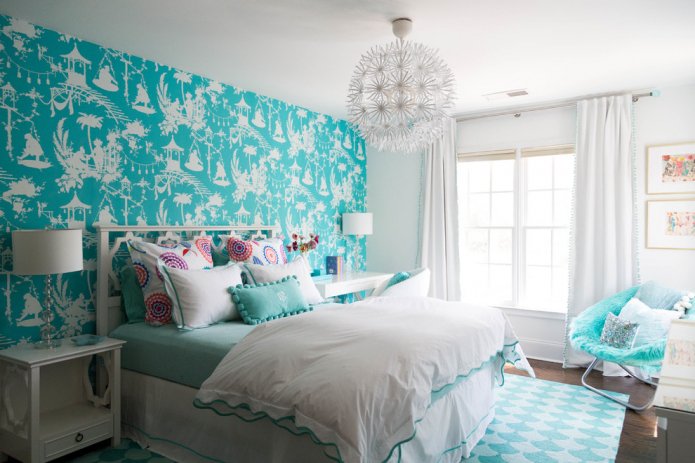 wit en turquoise interieur