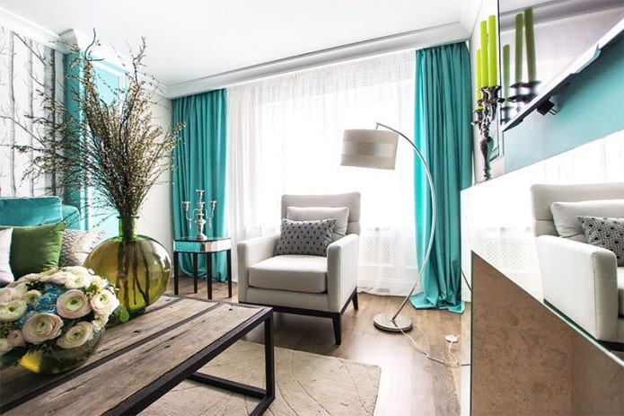 turquoise gordijnen
