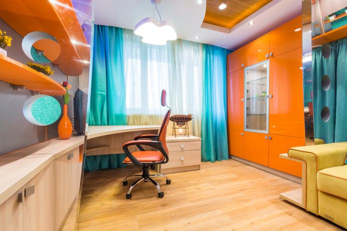 turquoise gordijnen in een moderne stijl