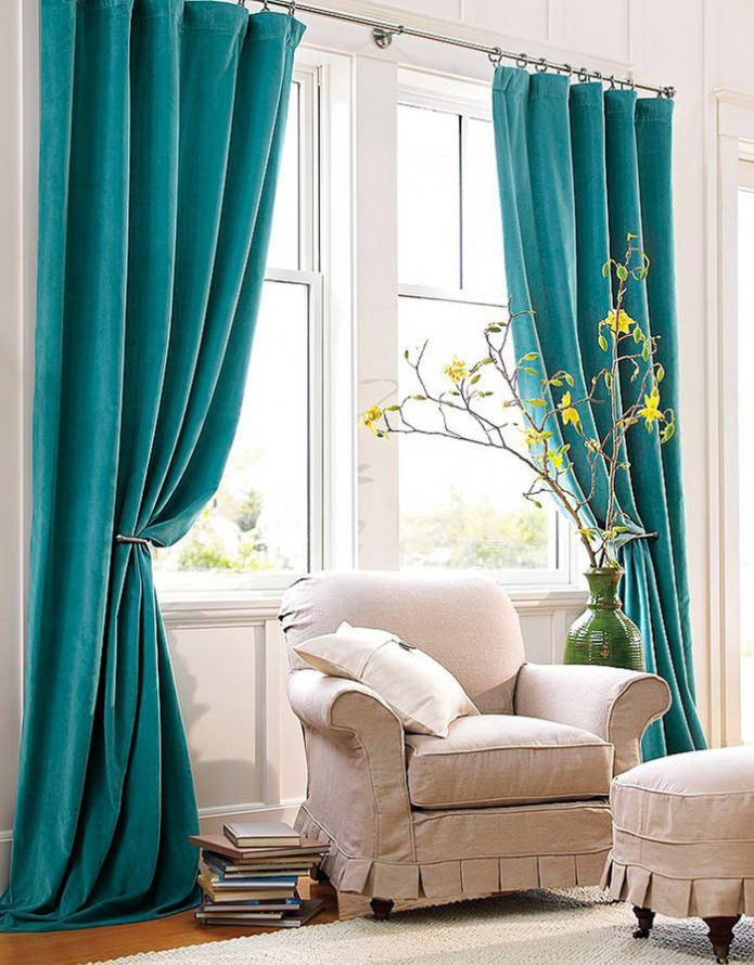 fluwelen turquoise gordijnen
