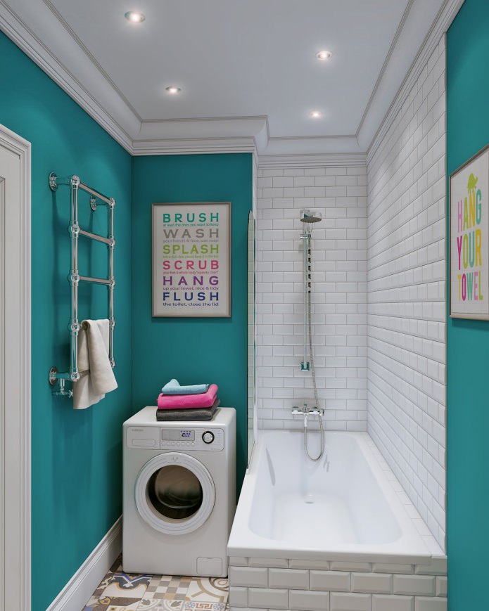 wit en turquoise badkamer