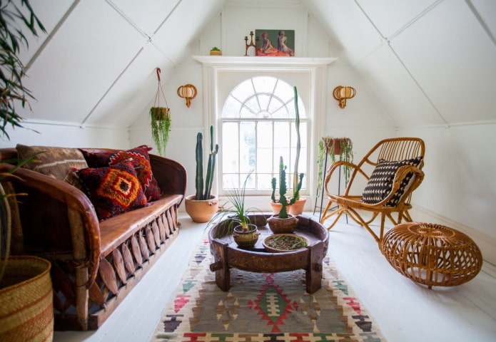 rieten meubels in het interieur