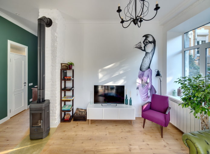 Een potkachel in een moderne stijl