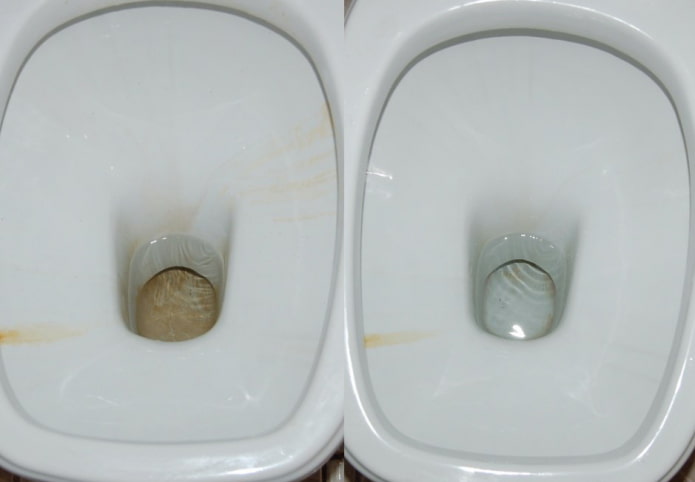 Toilet voor en na reiniging met citroenzuur