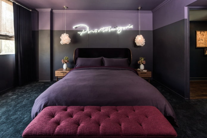 kleurencombinatie in het interieur van de slaapkamer