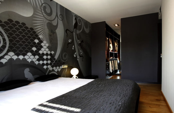 zwart slaapkamer interieurontwerp