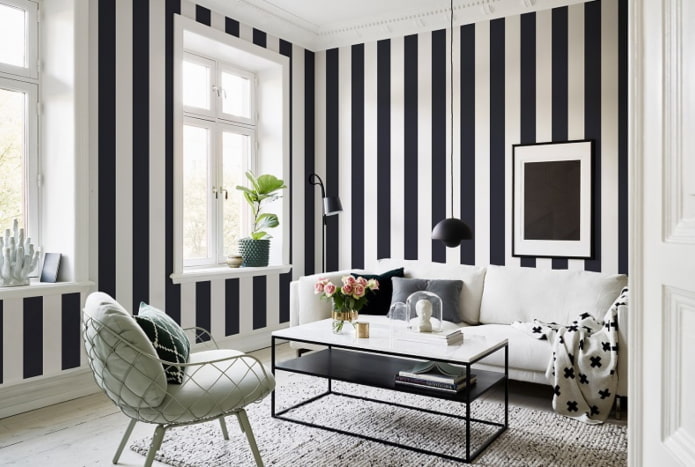 woonkamerdecoratie in zwart-wittinten