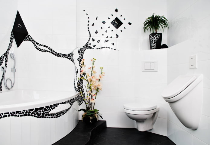 zwart-wit badkamerinterieur