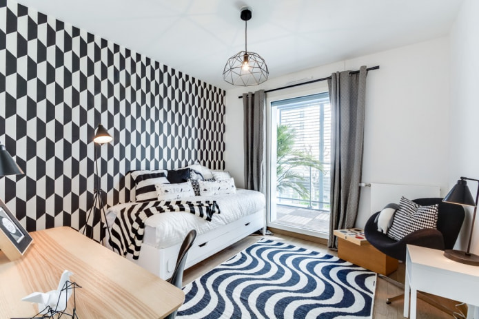 geometrisch patroon in een tienerkamer